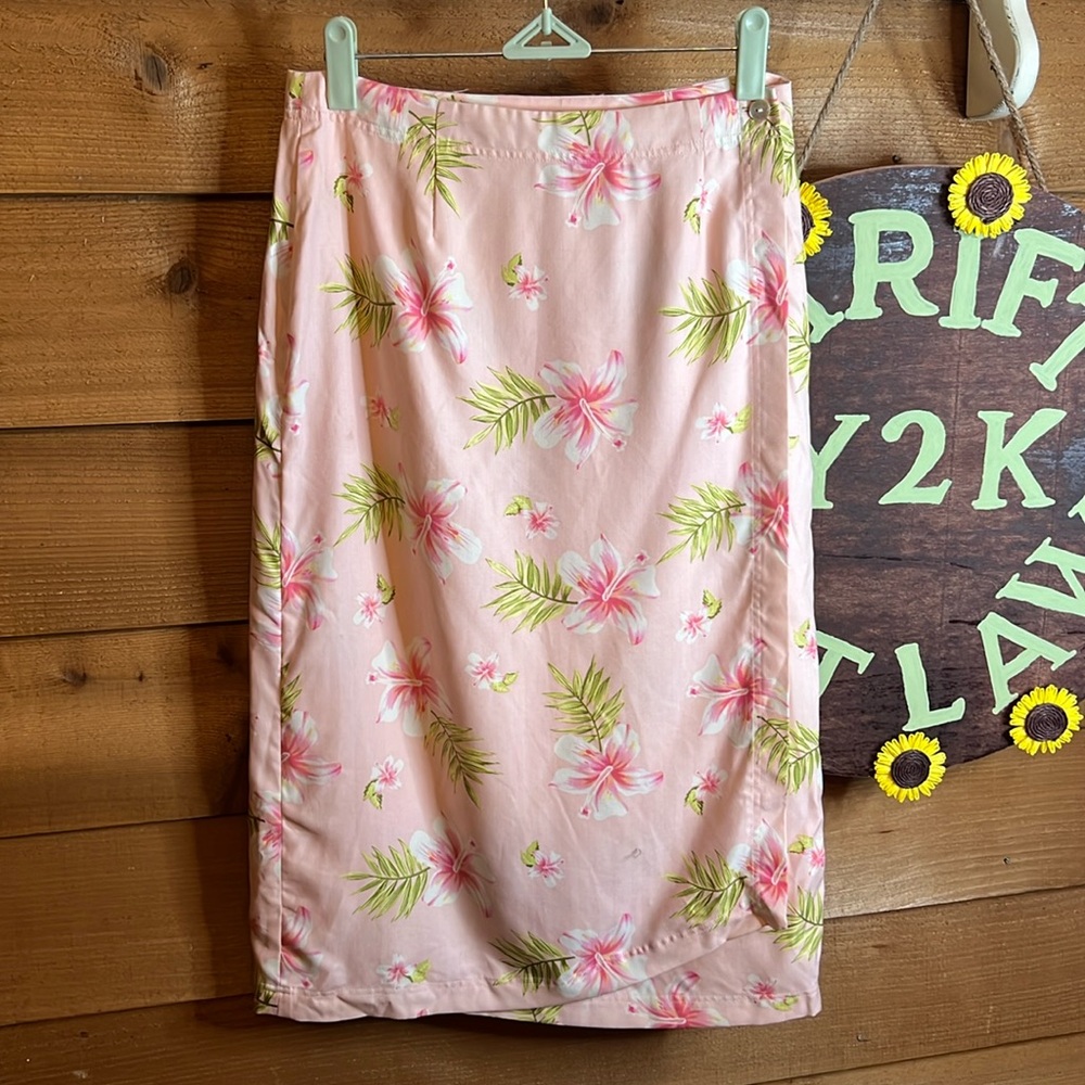 Pineapple Moon Vintage Silk Hawaiian Wrap Skirt Vacation Island Beach Summer